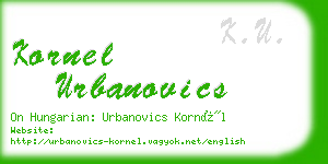 kornel urbanovics business card